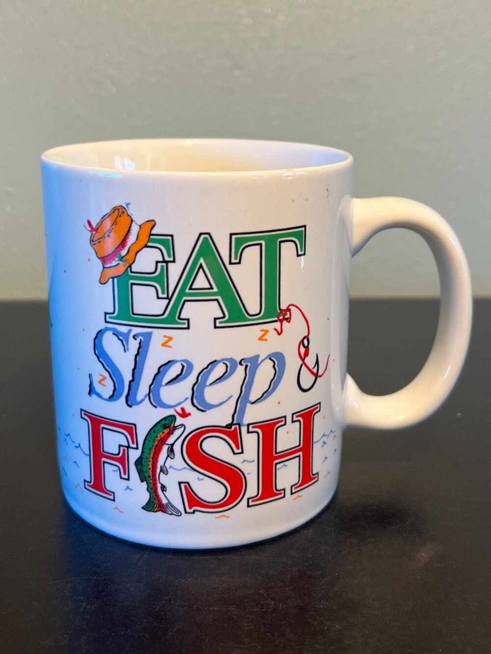 EAT Sleep & FISH Ceramic Mug ~ Angler ~ Avid Fisher ~ Fisherman ~ Fisherwoman